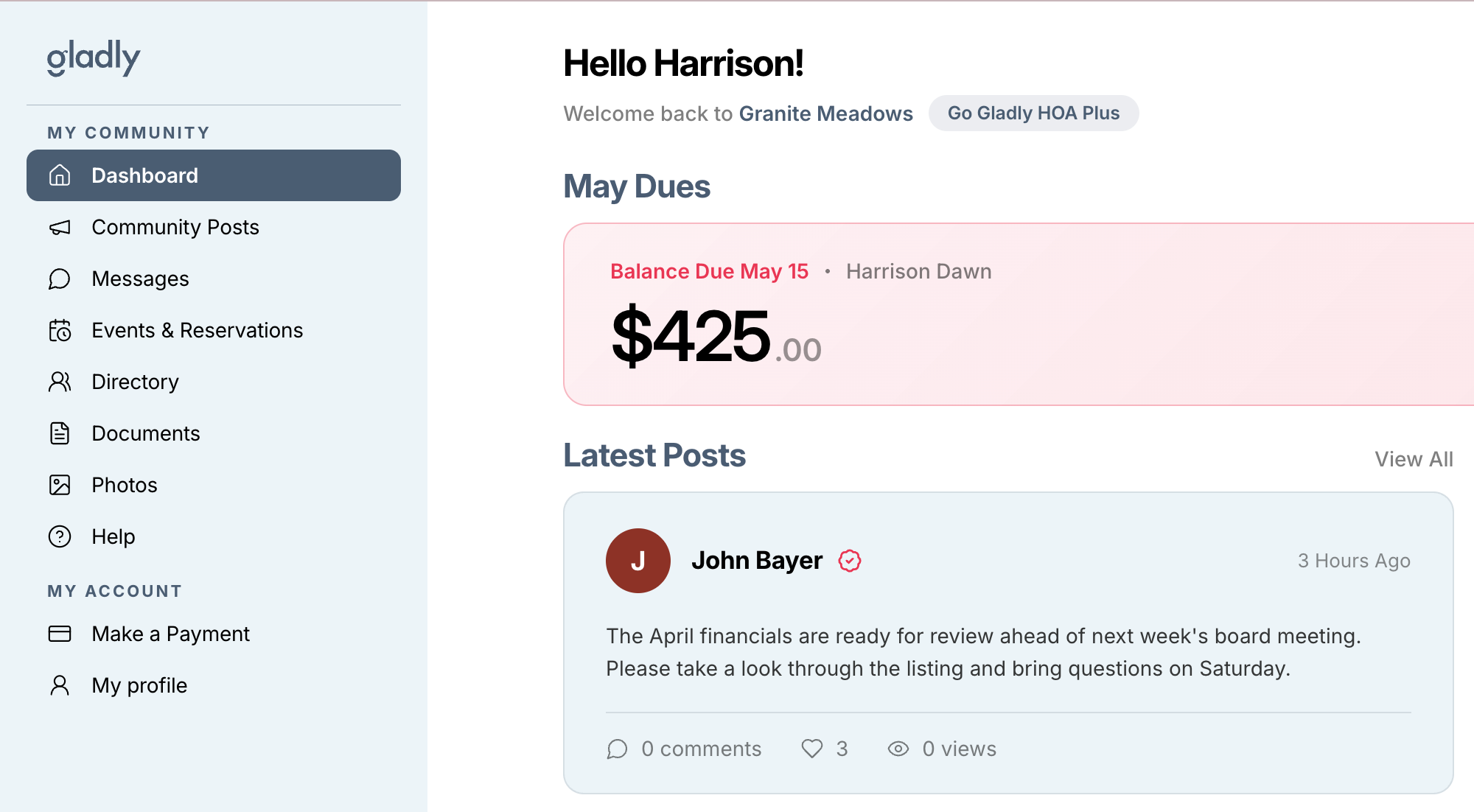 Gladly resident portal — your community, alive